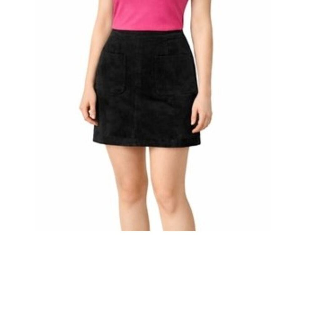 Old Navy Mini Skirt Womens Size 4 Black Microfiber Zip Close Pockets A Line NWOT